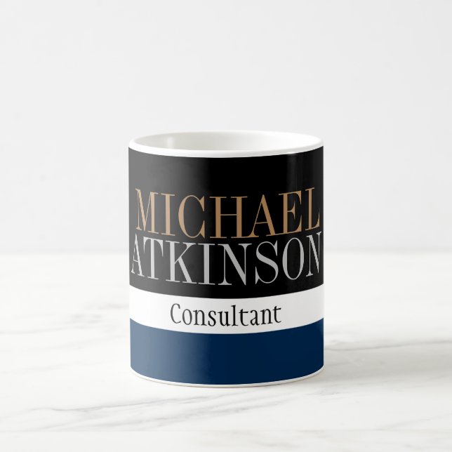Black Blue Bold Text Trendy Stilvoll Kaffeetasse (Mittel)