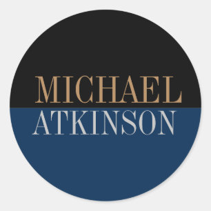 Black Blue Bold Text Trendy Stilvoll Runder Aufkleber