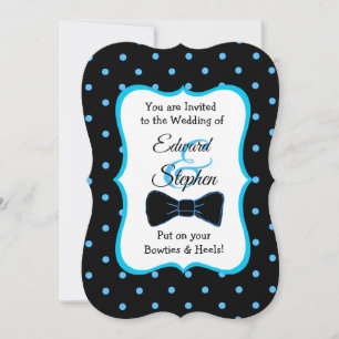 Black Blue Bowtie & Heelses LGBT Wedites Einladung