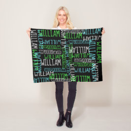Black Blue Boys Personalisierter Individuelle Name Fleecedecke