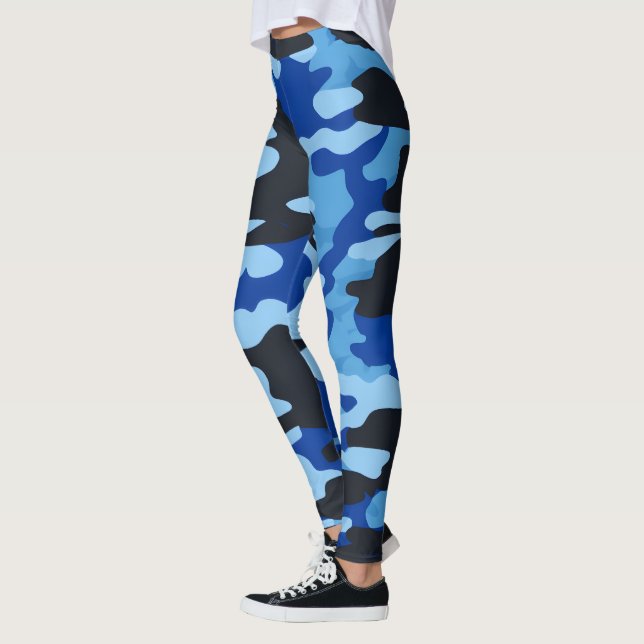 Black Blue Camouflage Leggings - Taktische Yogopar (Links)