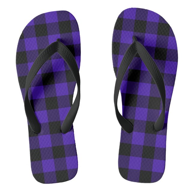 Black Blue Checked Flip Flops (Fußbett)