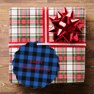 Black Blue Checkered Buffalo Muster Personalisie Ornament Karte
