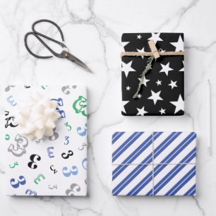 Black Blue Custom Birday Year Wrapper Geschenkpapier Set