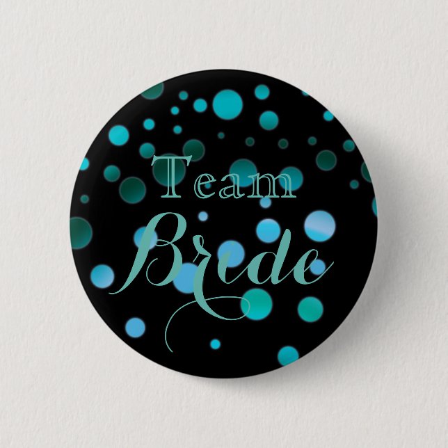 Black Blue Glitzer Wedding Team Bride Button (Vorderseite)