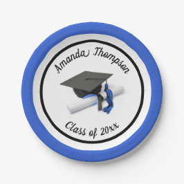 Black Blue Graduation Cap and Tassel | Benutzerdef Pappteller