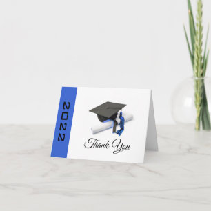 Black & Blue Graduation Cap and Tassel Dankeskarte