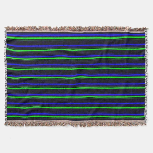 Black Blue Green Stripes Decke (Vorderseite)