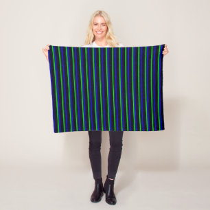 Black Blue Green Stripes Fleecedecke