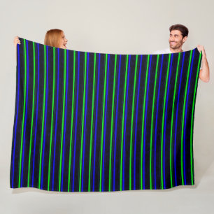 Black Blue Green Stripes Fleecedecke