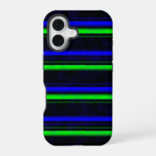 Black Blue Green Stripes iPhone 16 Hülle