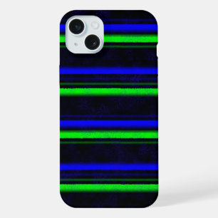 Black Blue Green Stripes iPhone 15 Plus Hülle