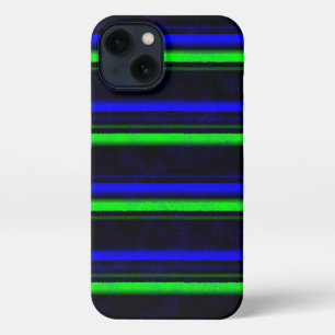 Black Blue Green Stripes iPhone 13 Hülle