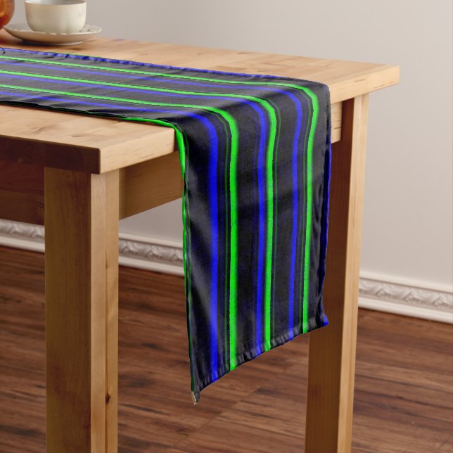 Black Blue Green Stripes Kurzer Tischläufer (Beispiel)
