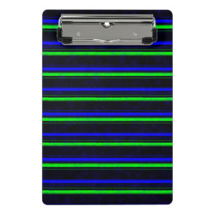 Black Blue Green Stripes Mini Klemmbrett