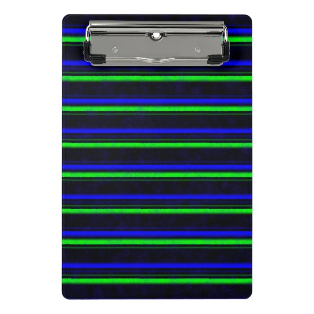 Black Blue Green Stripes Mini Klemmbrett (Vorderseite)
