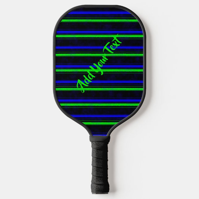Black Blue Green Stripes Pickleball Schläger (Vorderseite)
