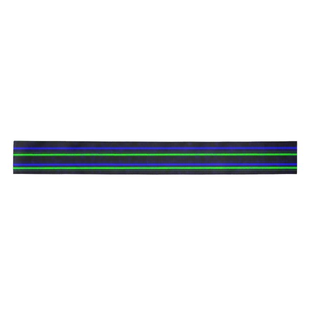 Black Blue Green Stripes Satinband (Vorderseite)