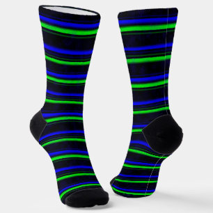 Black Blue Green Stripes Socken