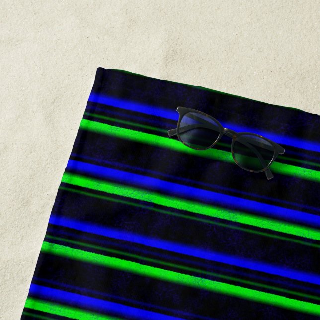 Black Blue Green Stripes Strandtuch (Beispiel)