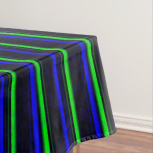 Black Blue Green Stripes Tischdecke