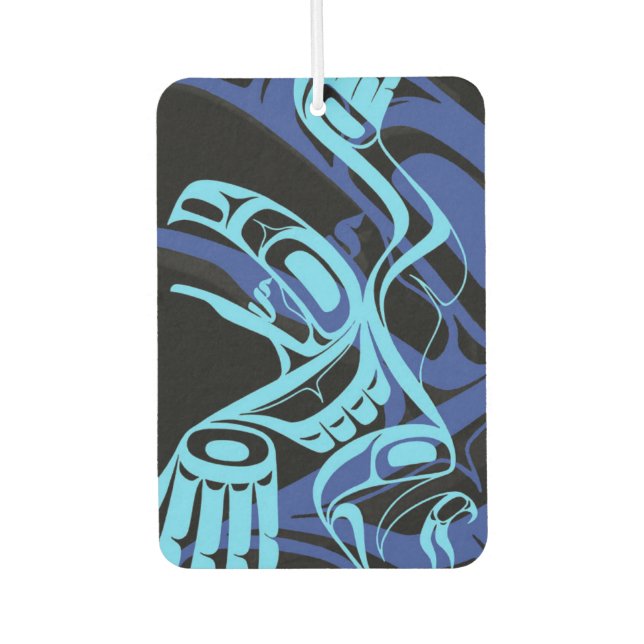 Black Blue Haida Eagle Thunder Bird Native Art Autolufterfrischer (Vorderseite)