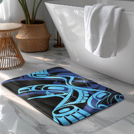 Black Blue Haida Eagle Thunder Bird Native Art Badematte