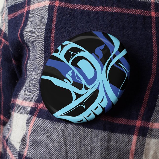 Black Blue Haida Eagle Thunder Bird Native Art Button (Von Creator hochgeladen)