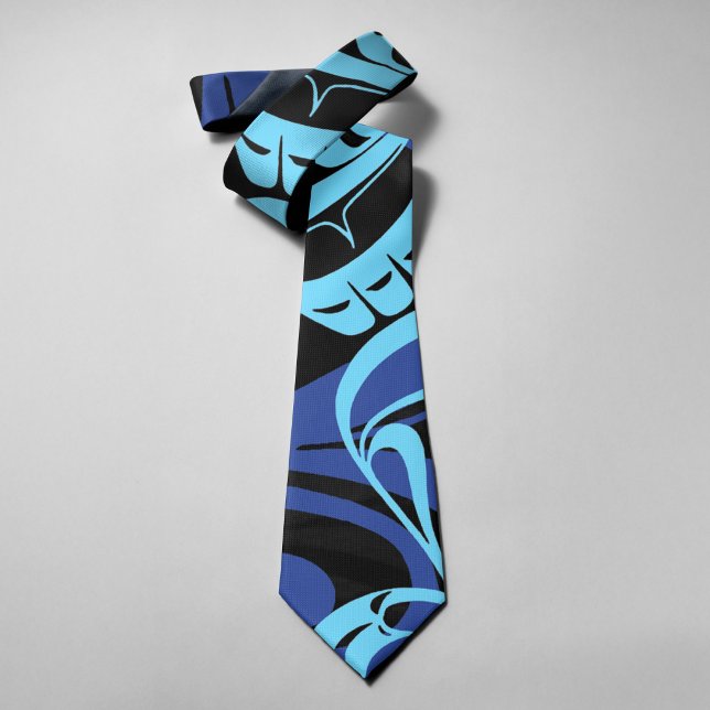 Black Blue Haida Eagle Thunder Bird Native Art Krawatte (Von Creator hochgeladen)