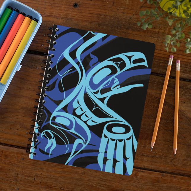 Black Blue Haida Eagle Thunder Bird Native Art Notizblock (Von Creator hochgeladen)