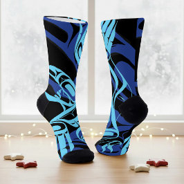 Black Blue Haida Eagle Thunder Bird Native Art Socken