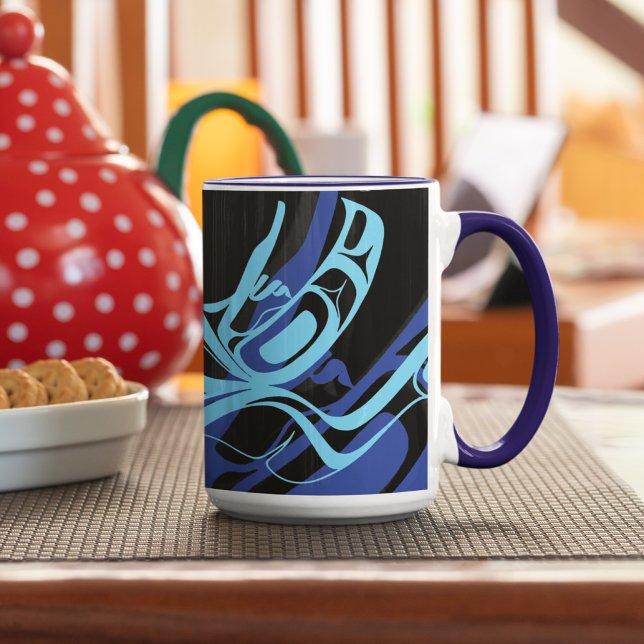 Black Blue Haida Eagle Thunder Bird Native Art Tasse (Von Creator hochgeladen)