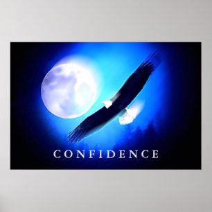 Black Blue Landing Eagle Motivierend Vertrauen Poster
