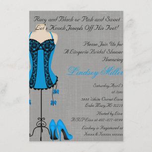 Black & Blue Lingerie Bridal Dusche Einladung