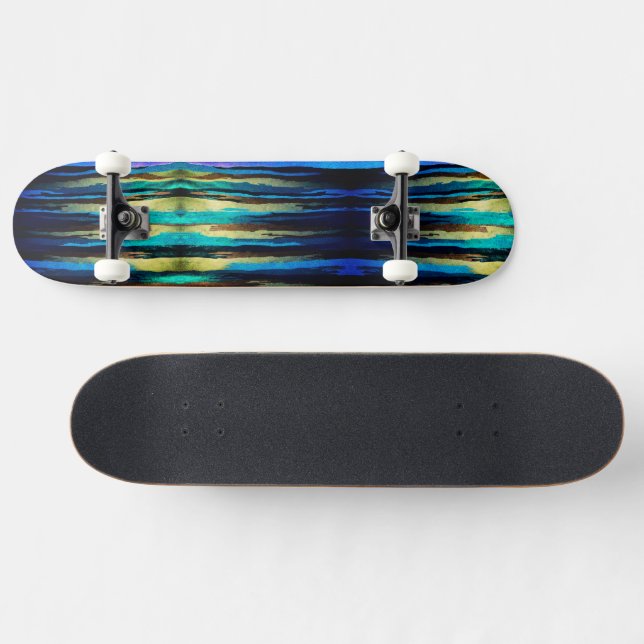 Black & Blue Melted Stripe Skateboard (Horizontal)