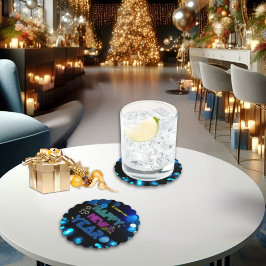 Black & Blue Midnight Sparkle Neon Glow New Year Untersetzer