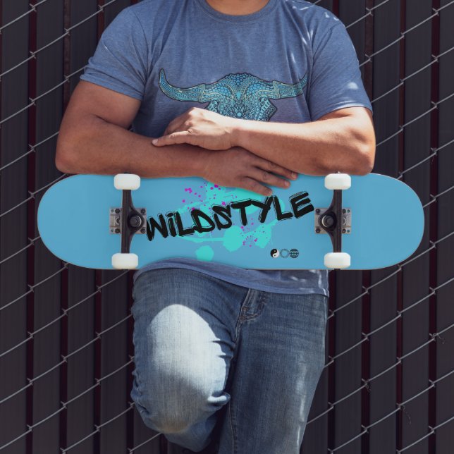 Black Blue Modern Wildstyle Skateboard (Außenbereich 3)