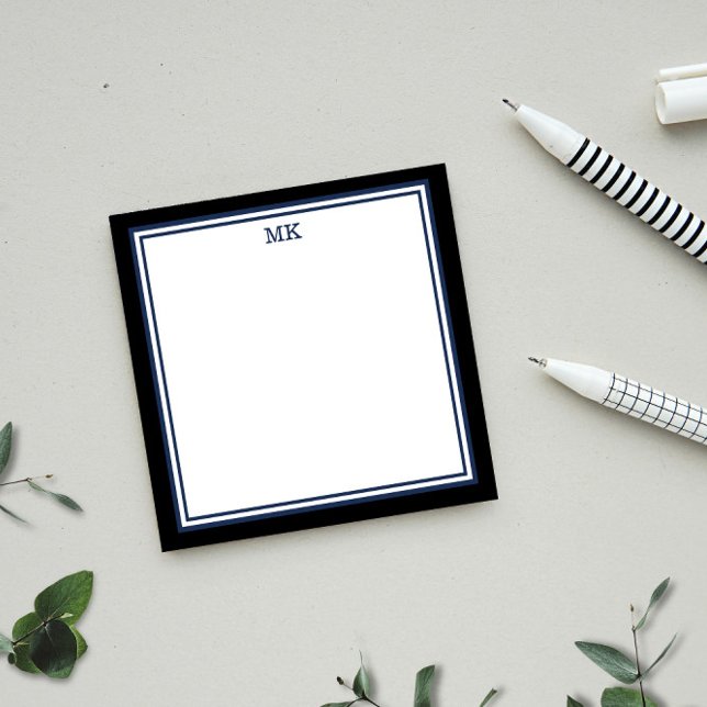 Black Blue Monogrammed Post-it Notes Klebezettel (Von Creator hochgeladen)