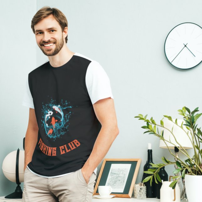 Black Blue Moving Fish Fishing Club T - Shirt (Von Creator hochgeladen)