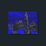 Black Blue New York City Pop Art Leinwanddruck<br><div class="desc">Brooklyn Bridge,  River and Manhattan Cityscape,  Wolkenkratzer und Gebäude</div>