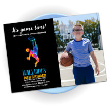 Black Blue Orange Basketball Geburtstag mit Foto