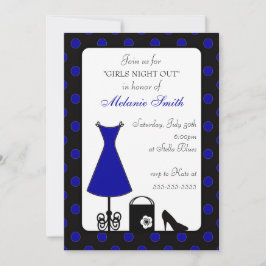 Black Blue Polka Dot Girl's Night Out Einladung