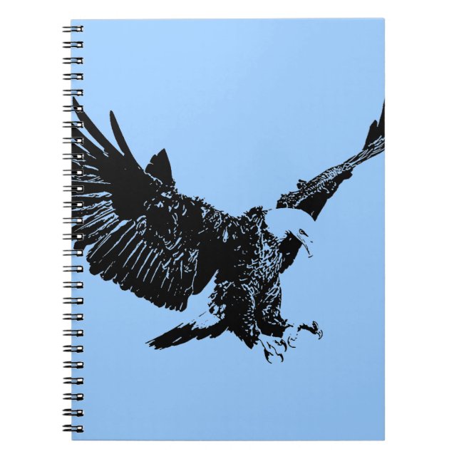 Black & Blue Pop Art Eagle Notebook Notizblock (Vorderseite)