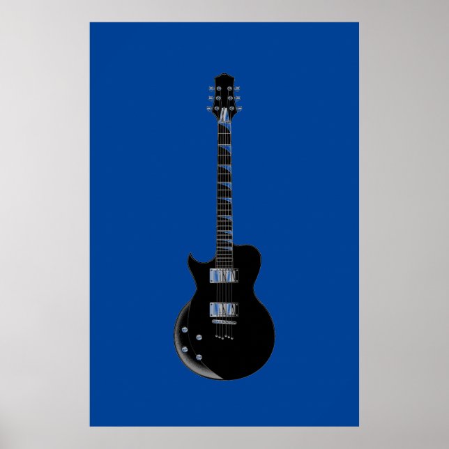Black Blue Pop Art Electric Gitarre Poster (Vorne)
