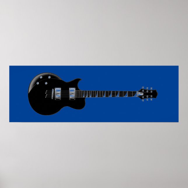 Black Blue Pop Art Electric Gitarre Print Poster (Vorne)