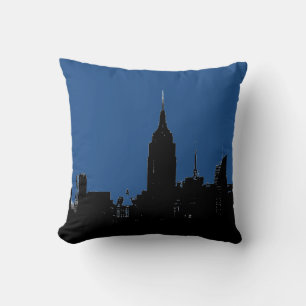 Black Blue Pop Art New York Night Throw Kissen