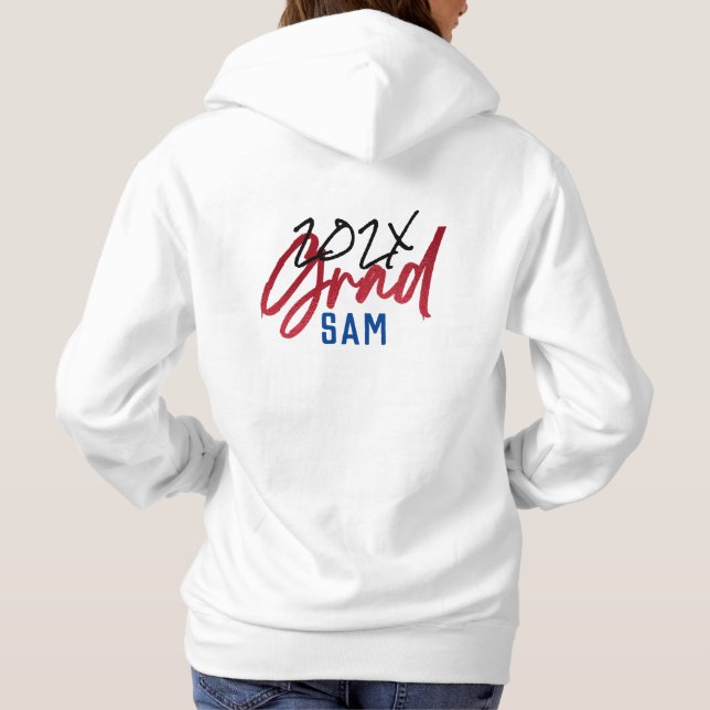 Black Blue Red Gold Foil Grad Jahr Custom Chic Hoodie (Rückseite)