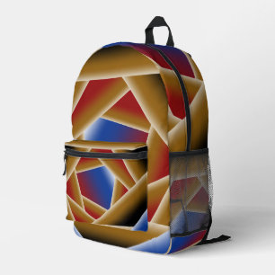Black Blue Red Gold Ombre Abstrakte Kunst Bedruckter Rucksack