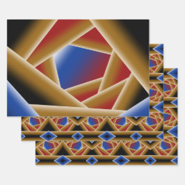 Black Blue Red Gold Ombre Abstrakte Kunst Geschenkpapier Set