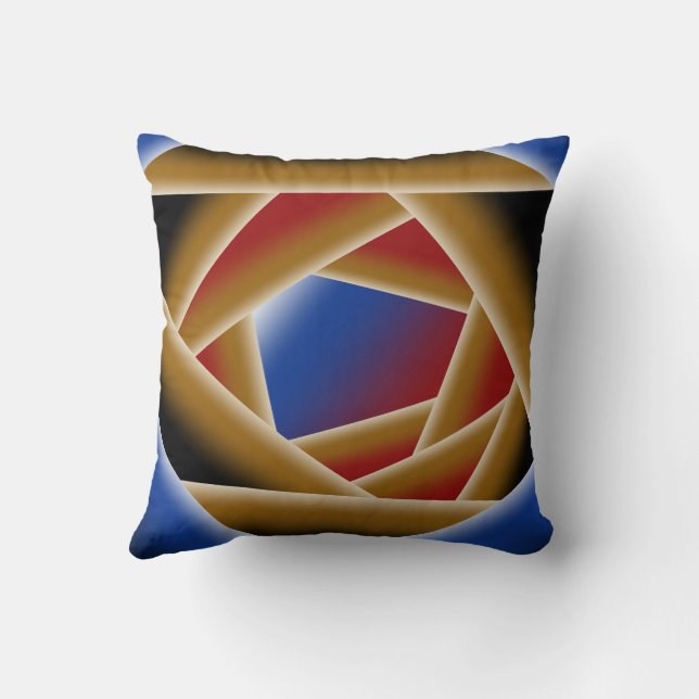 Black Blue Red Gold Ombre Abstrakte Kunst Kissen (Rückseite)